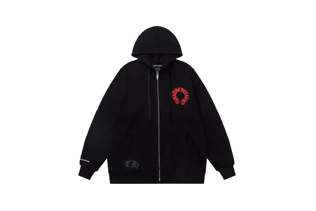 Q6—P230 -Chrome Hearts/Chrome Hearts printed zipper sweatshirt cardigan jacket -420 grams of high-density, high-quality wool, soft, delicate and skin-friendly, soft and silky to the touch, warm and skin-friendly -The hardware and zipper accessories are all customized and full of details -Colour: black -Size: S M L XL